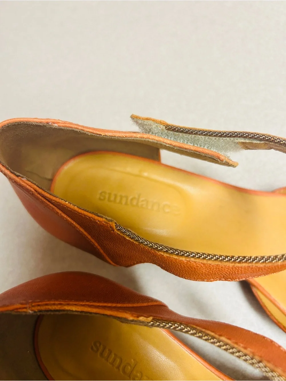 Sundance Orange Pointed D'Orsay Low Heel Mary Jane Flats